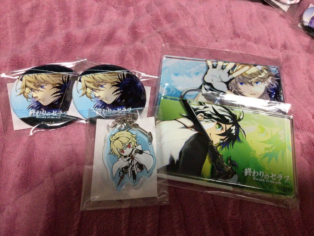 くじタイム　終わりのセラフ　ミカエラ　優一郎　缶バッジ　アクリルブロック