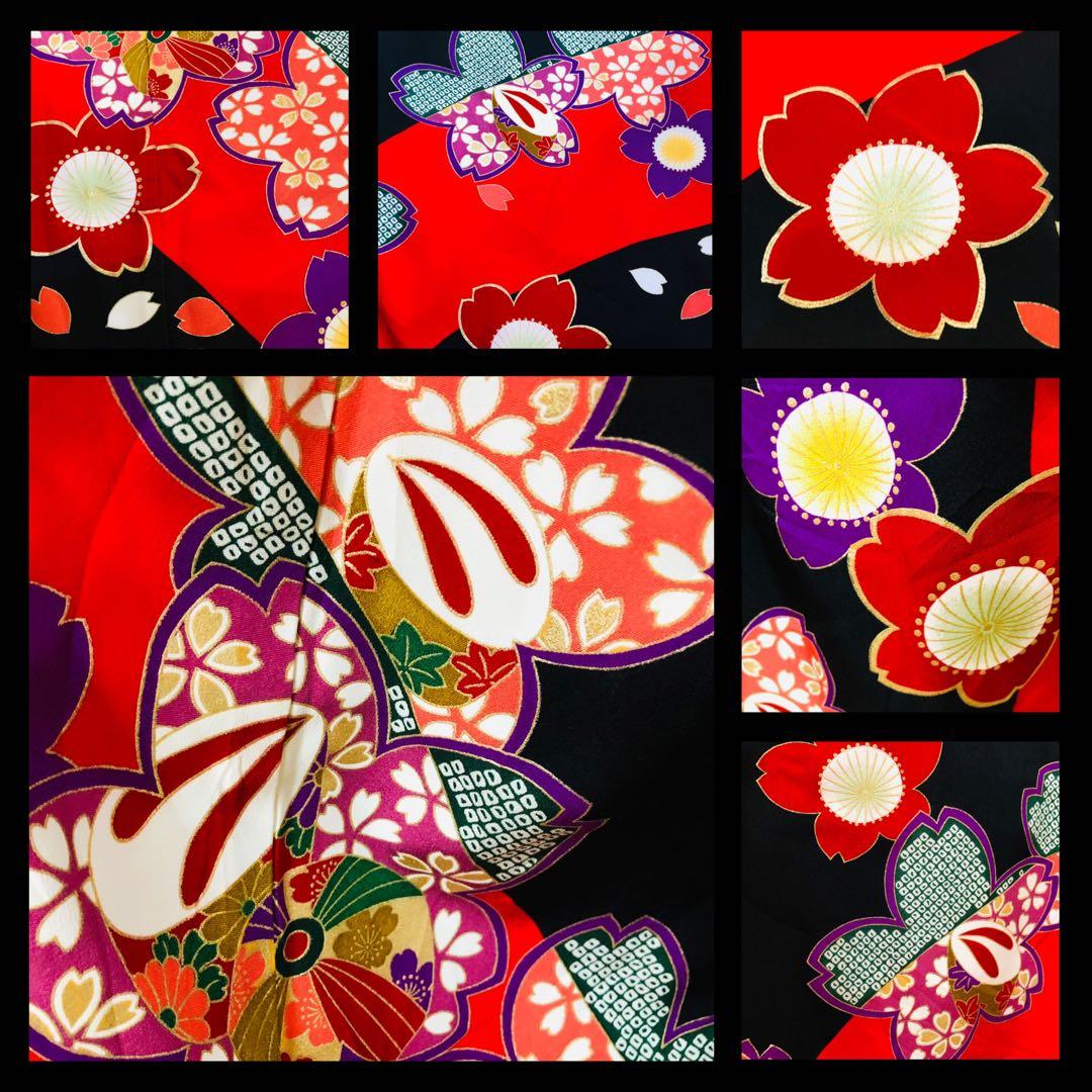 七五三 七歳‼️正絹豪華黒地桜手毬金彩金箔絢爛‼️完全フルセット‼️京都ご令嬢誂え絶品