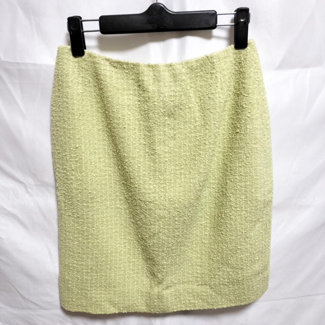 CHANEL シャネル スカート ツイード シルク パステルライトグリーン系