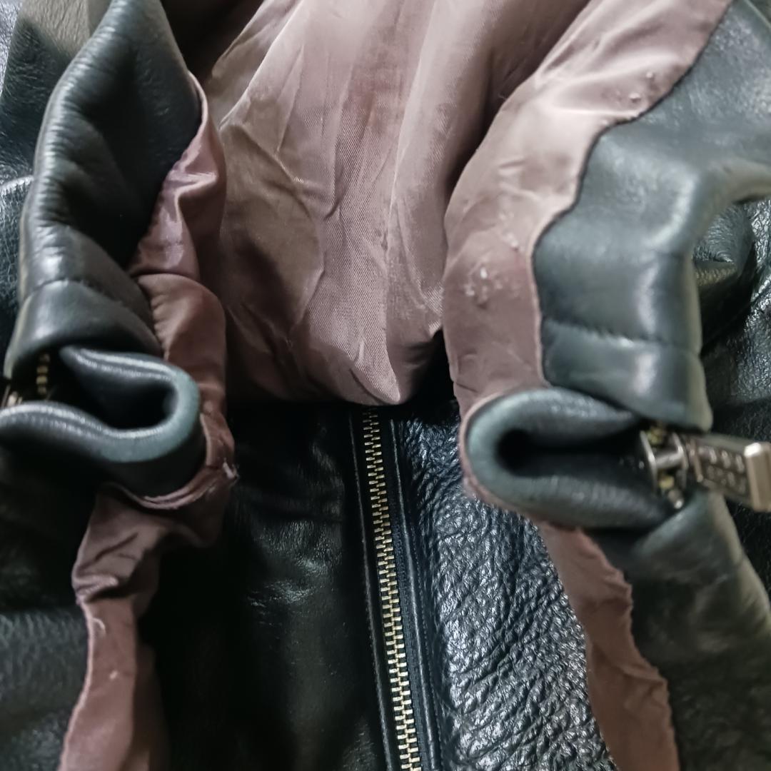 90s オールド バナナリパブリック M 肉厚 本革 シングル ダブルジップ