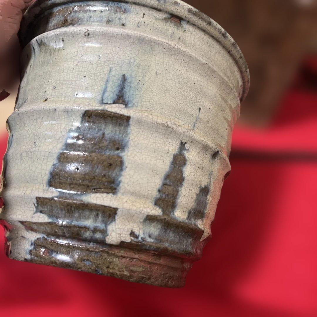 江戸時代物 茶道具 古唐津 水指 塗蓋 朝鮮唐津 骨董 古道具 古玩