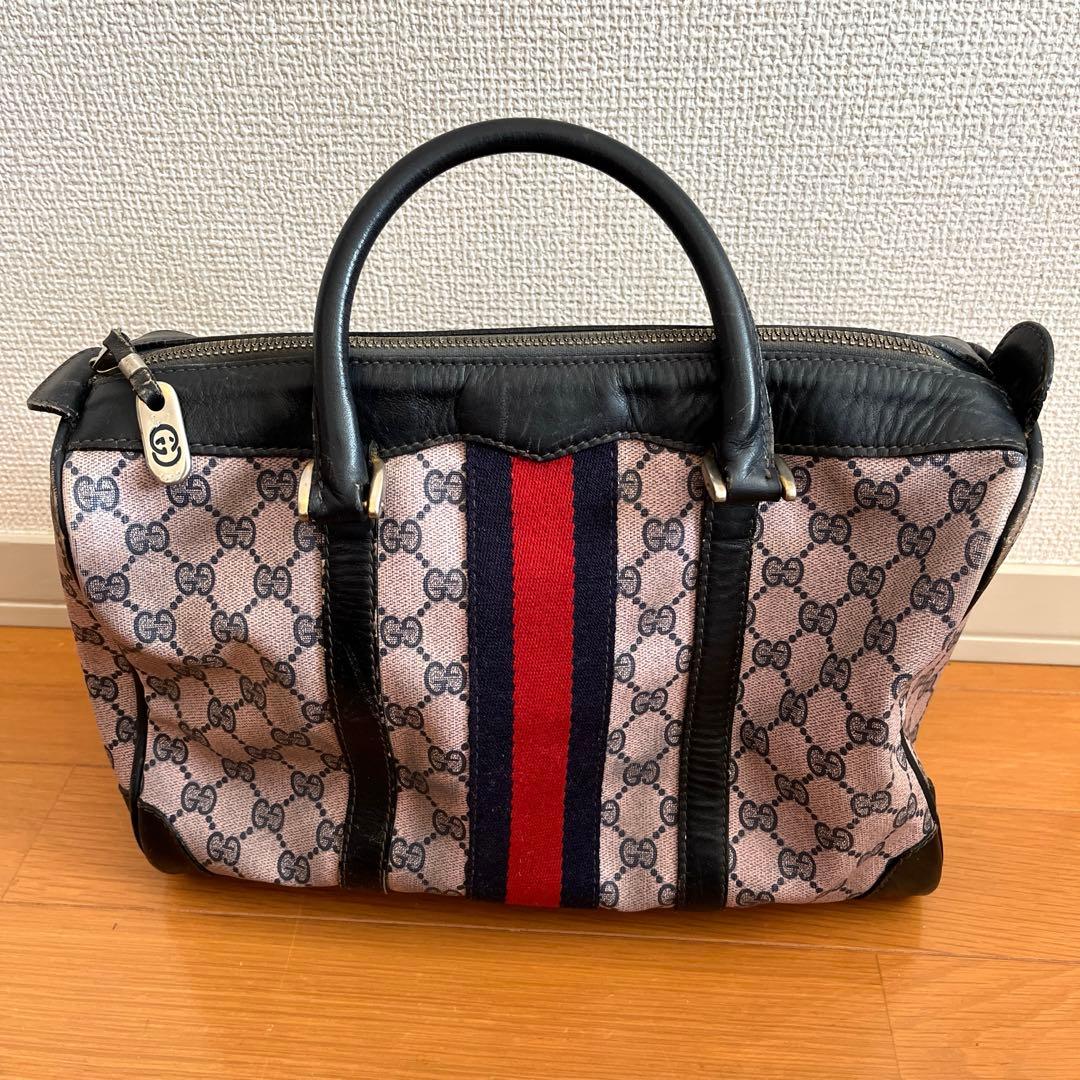 OLD GUCCIグッチボストンバッグ GGパターン柄MADE IN ITALY