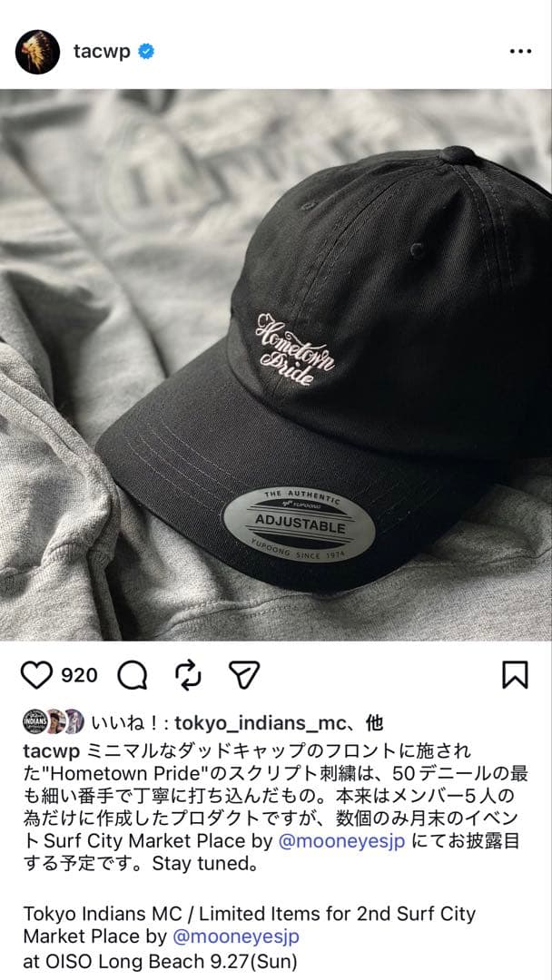 激レア　東京インディアンズ　メンバー限定cap timc timc inc