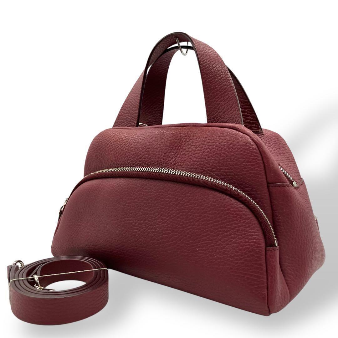 良品 2009 MAURO GOVERNA ハンドバッグ 2way 紫ピンク