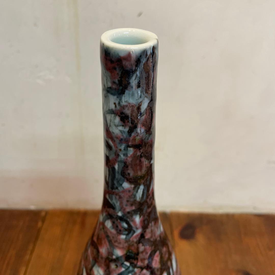 美品　日本の名窯　日展陶芸作家　花瓶　均窯　中島均作　辰砂釉　陶器　花器　花入