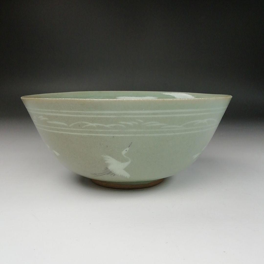 Ｔ１４０　茶碗　『高麗青磁』『石峰　趙懋鎬作』　共箱　抹茶碗　茶道具