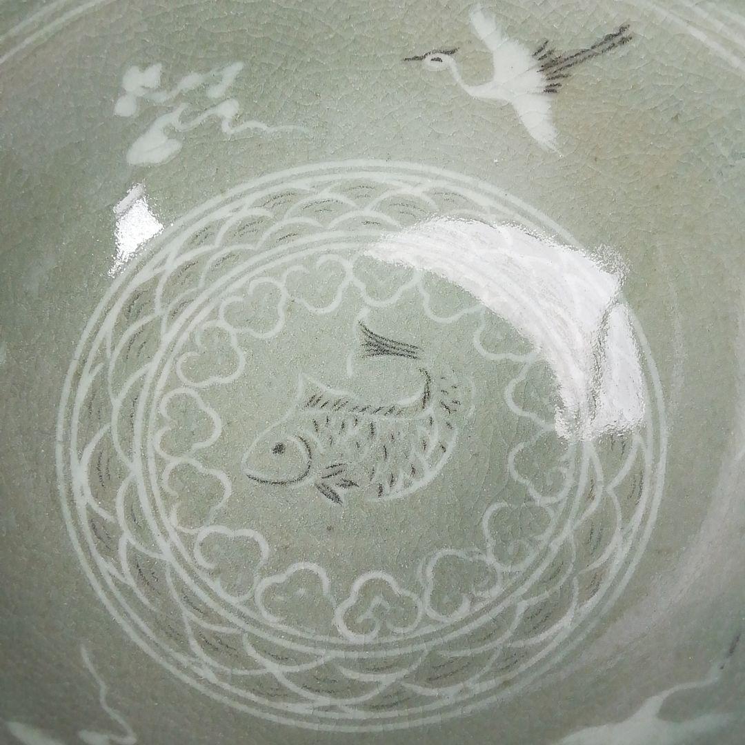 Ｔ１４０　茶碗　『高麗青磁』『石峰　趙懋鎬作』　共箱　抹茶碗　茶道具