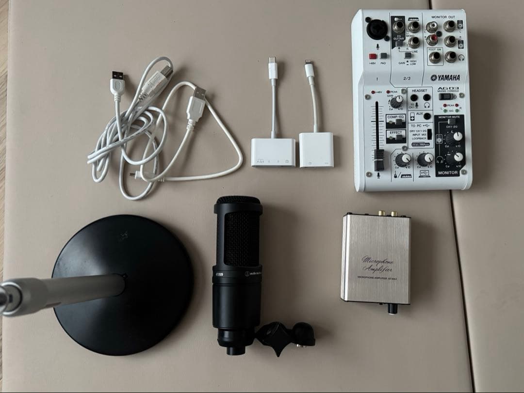 Yamaha AG03 ＋ Audio-Technica AT2020＋周辺機器