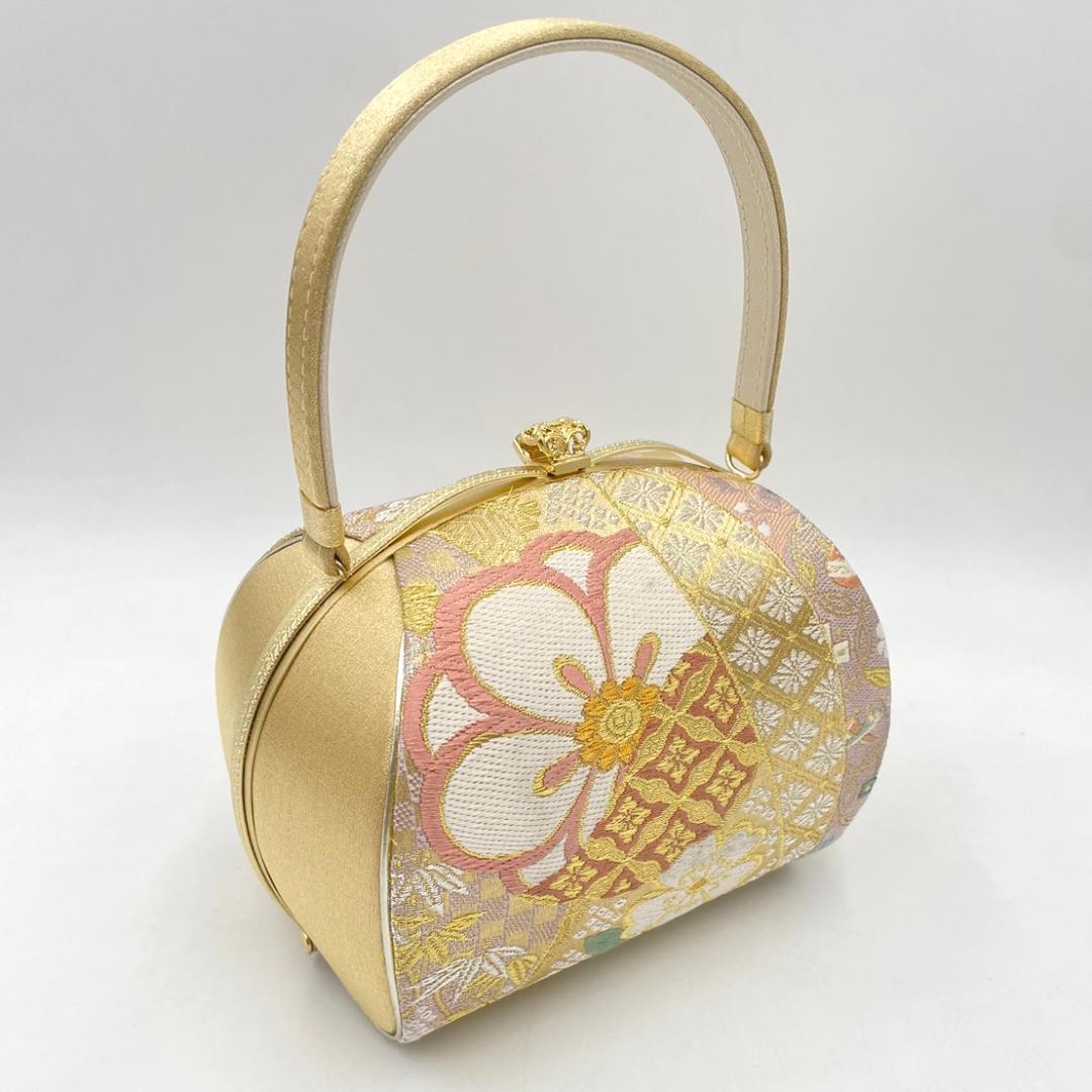 豪華三昧　振袖バッグ 草履　セット　高級西陣帯地　総柄 ゴールド