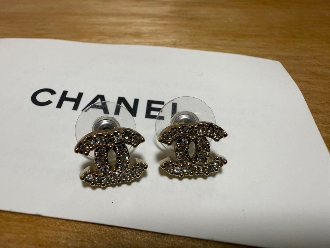 CHANEL シャネル ピアス 左右ペア ココマーク ラインストーン CCロゴ