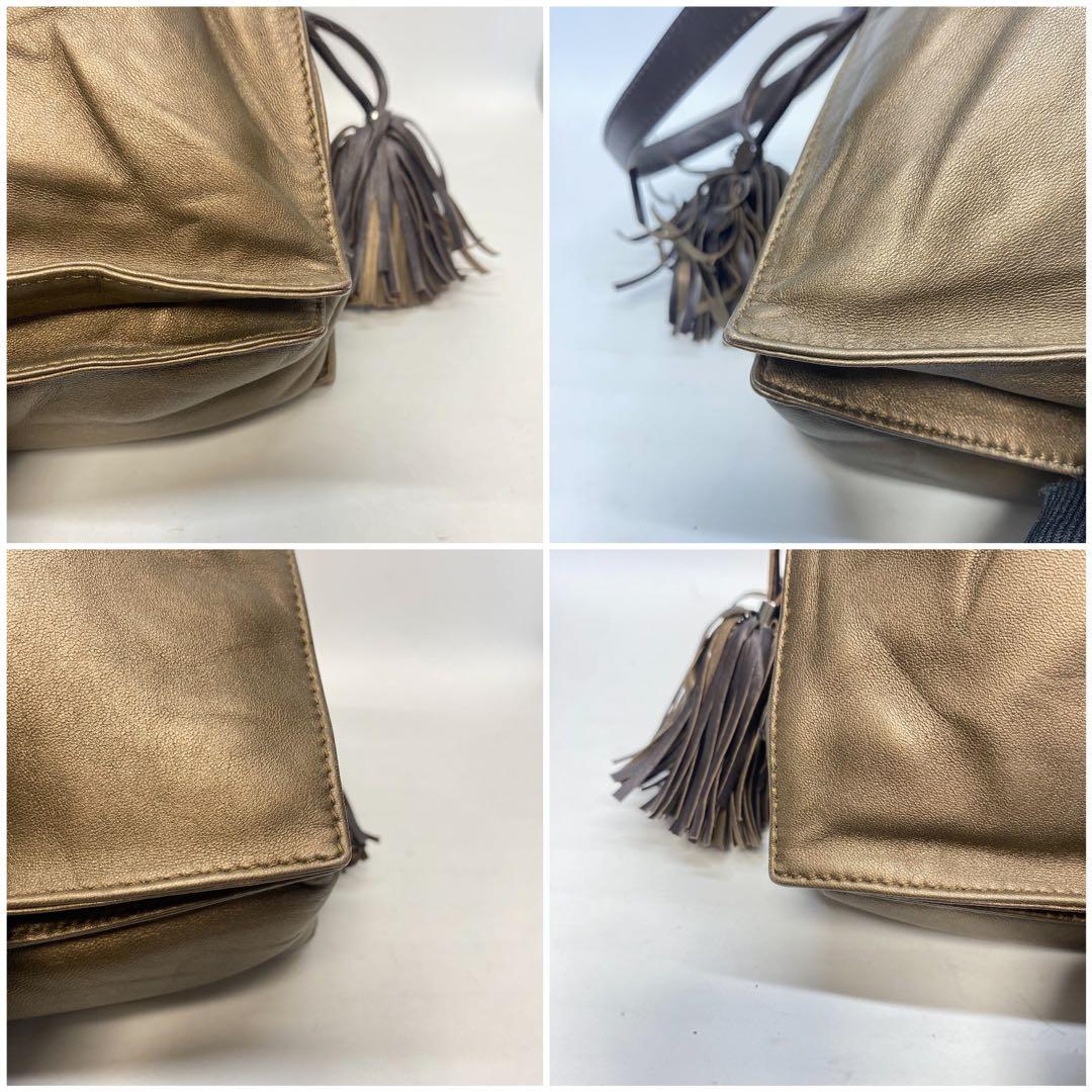 ロエベ フラメンコ ゴールド ショルダーバッグ メタリック タッセル