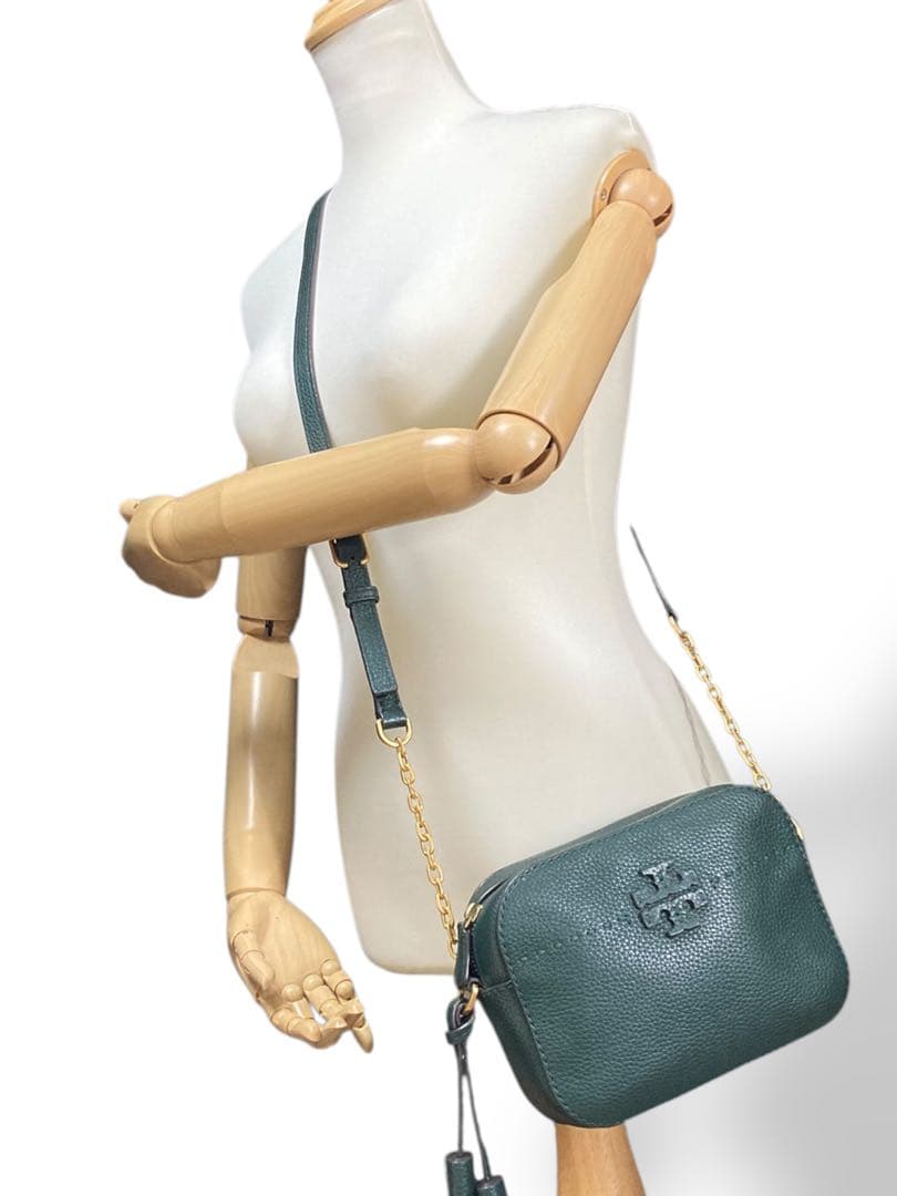 トリーバーチ カメラバッグ マックグロー レザー グリーン チェーン タッセル