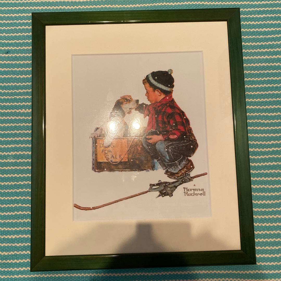 ノーマンロックウェル　額入りポスター　少年と犬