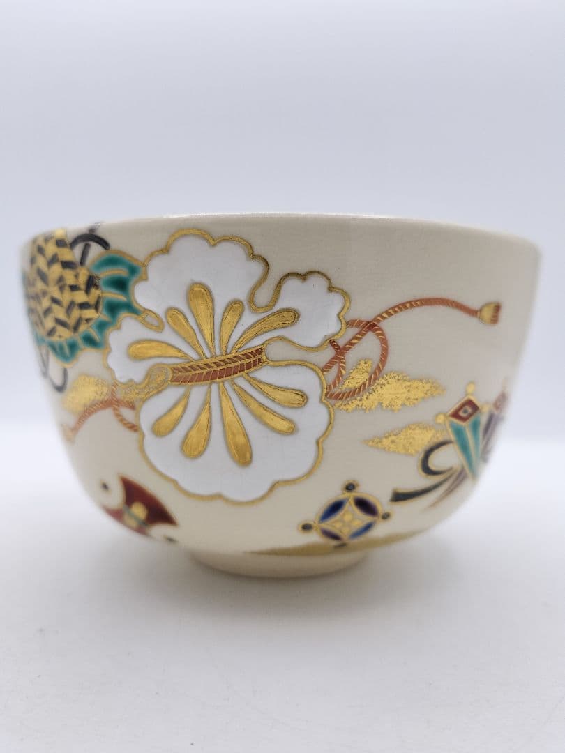 c442 茶碗 仁清写 宝尽 平安御室窯 木箱 茶道具 古物