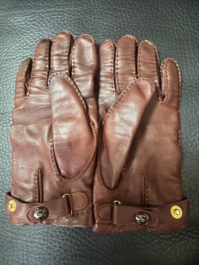 最高峰DENTS のブラウンシープスキンレザー手袋 8ハーフ程度