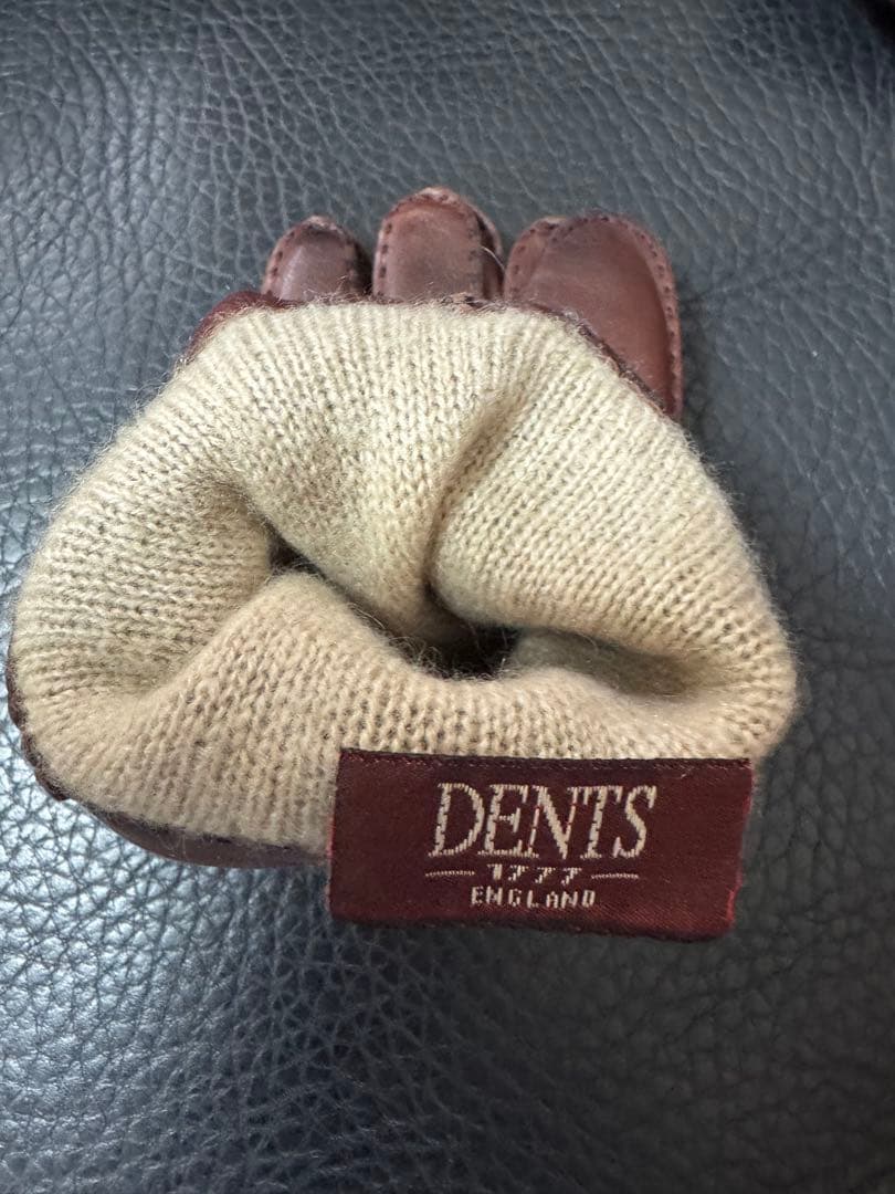 最高峰DENTS のブラウンシープスキンレザー手袋 8ハーフ程度