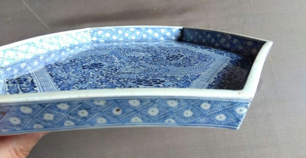 骨董　染付　六角皿