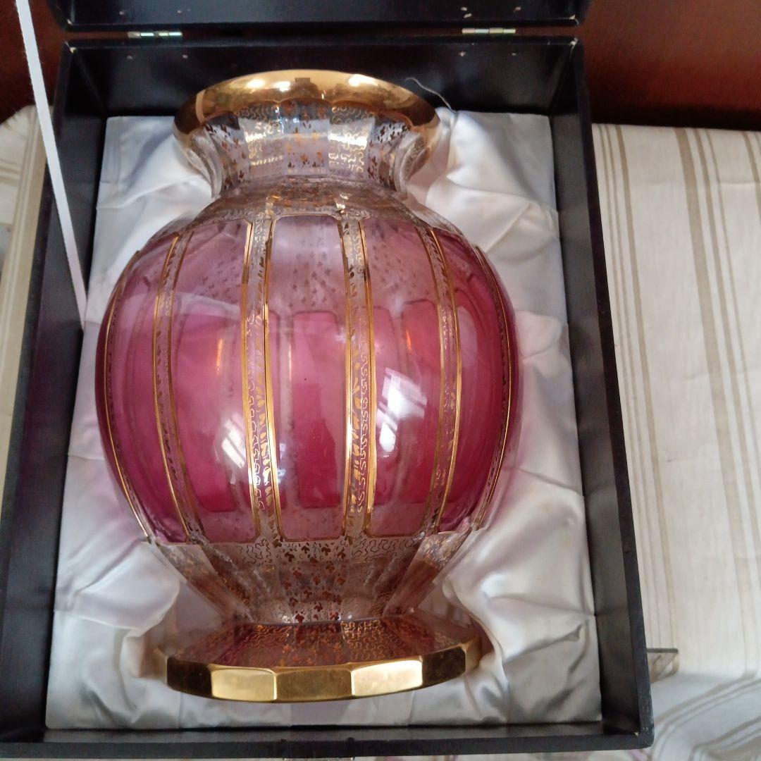 ちかちゃん ボヘミアングラス チェコスロバキア製 豪華花瓶