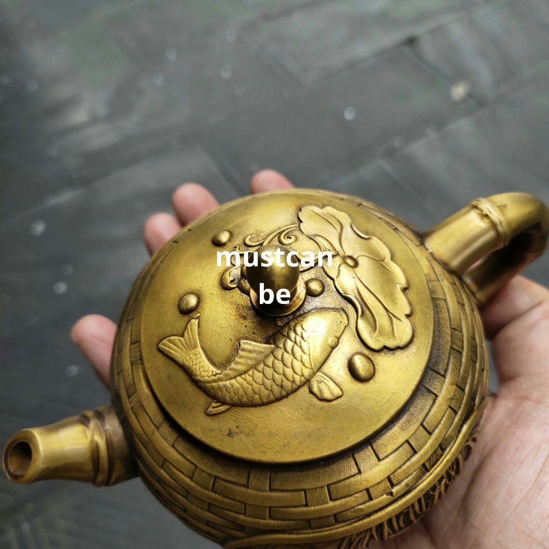 銅器 茶壺 釣り翁茶壺 酒壺 茶道具 煎茶器 工芸品 置物