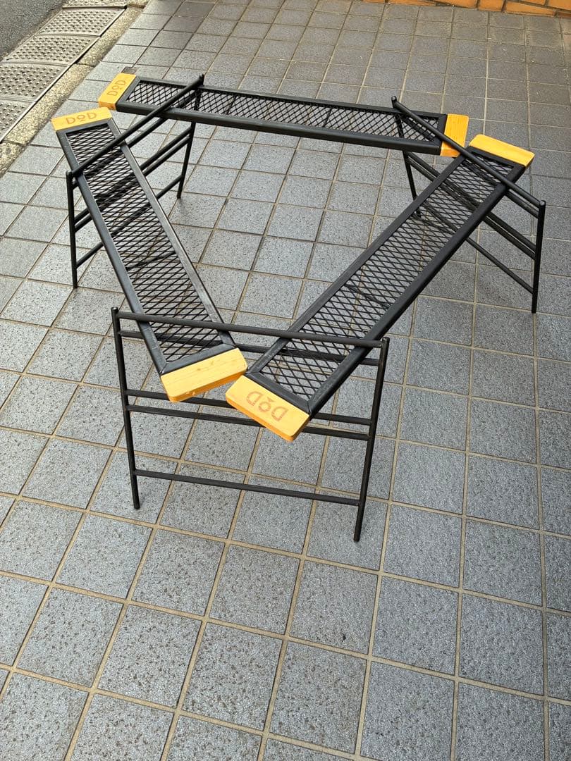 DODテキーラアイアンテーブル脚3つ+手作り棚板+カバーset