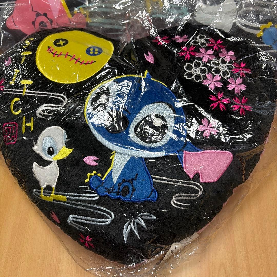 スティッチ クッション　ハート型クッション　ロングピロークッション　２点セット