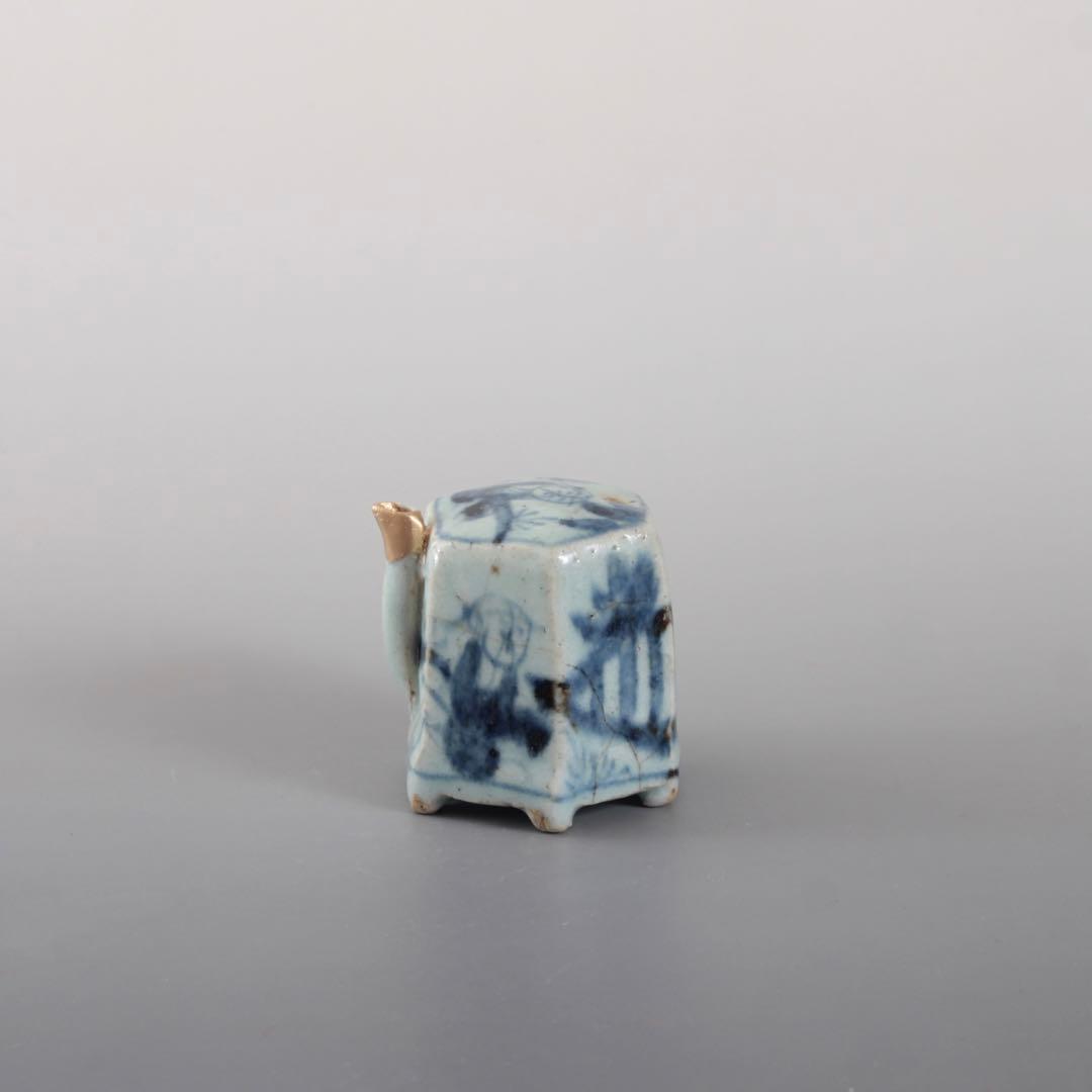 青花 六角 面取 水滴 清朝期 中国美術 古美術 文具 古道具 アンティーク