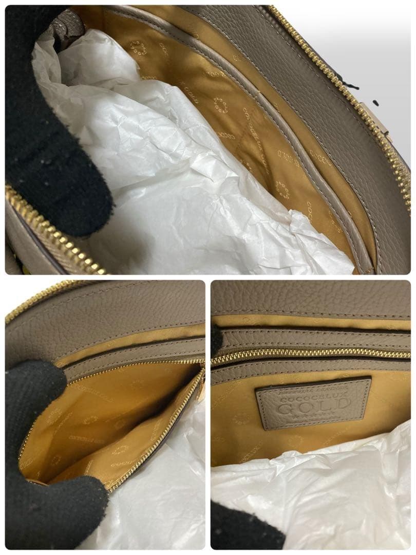 【未使用級】ココセリュクスゴールド　トートバッグ　ハンド　オールレザー　グレー