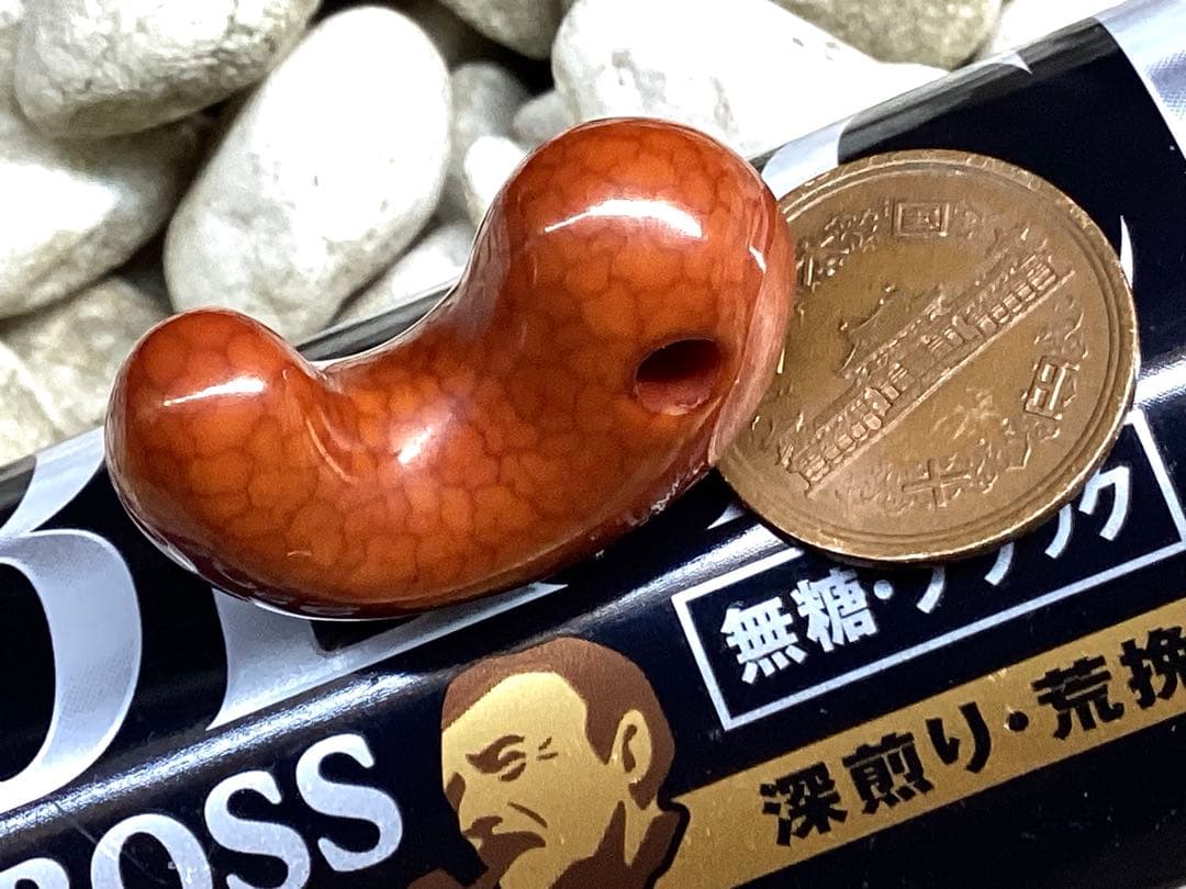 レア‼️30年前の台湾*上肯製【龍紋天珠勾玉】　本物ジャスパー鑑定機関鑑別書取得品