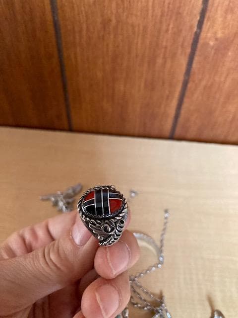 インディアンジュエリー　シルバー　リング　バングル　ネックレス　インレイ