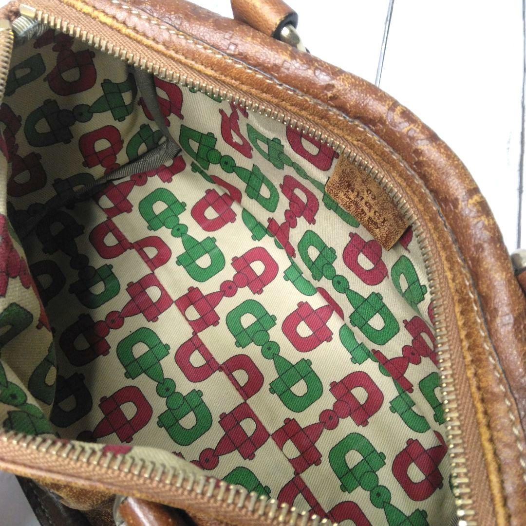 GUCCI ミニボストン　シマ　GGロゴ オールレザー　希少　総柄　493075