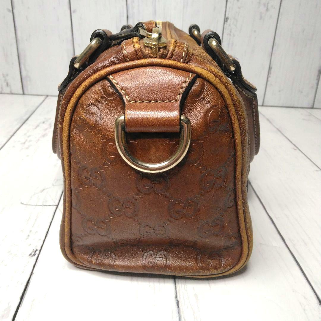 GUCCI ミニボストン　シマ　GGロゴ オールレザー　希少　総柄　493075