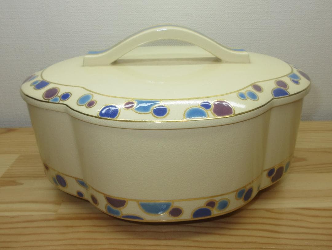 送料込【逢絢亭・新品】茶道具 食籠 喰篭 京焼 ツボツボの絵 手塚石雲 共箱入り