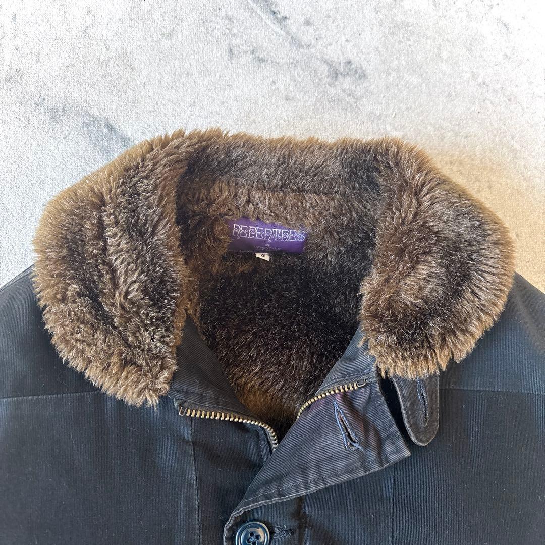 ネペンテス 日本製 裏ボア コットン パッチワーク 短丈 ジャケット 黒ブラック