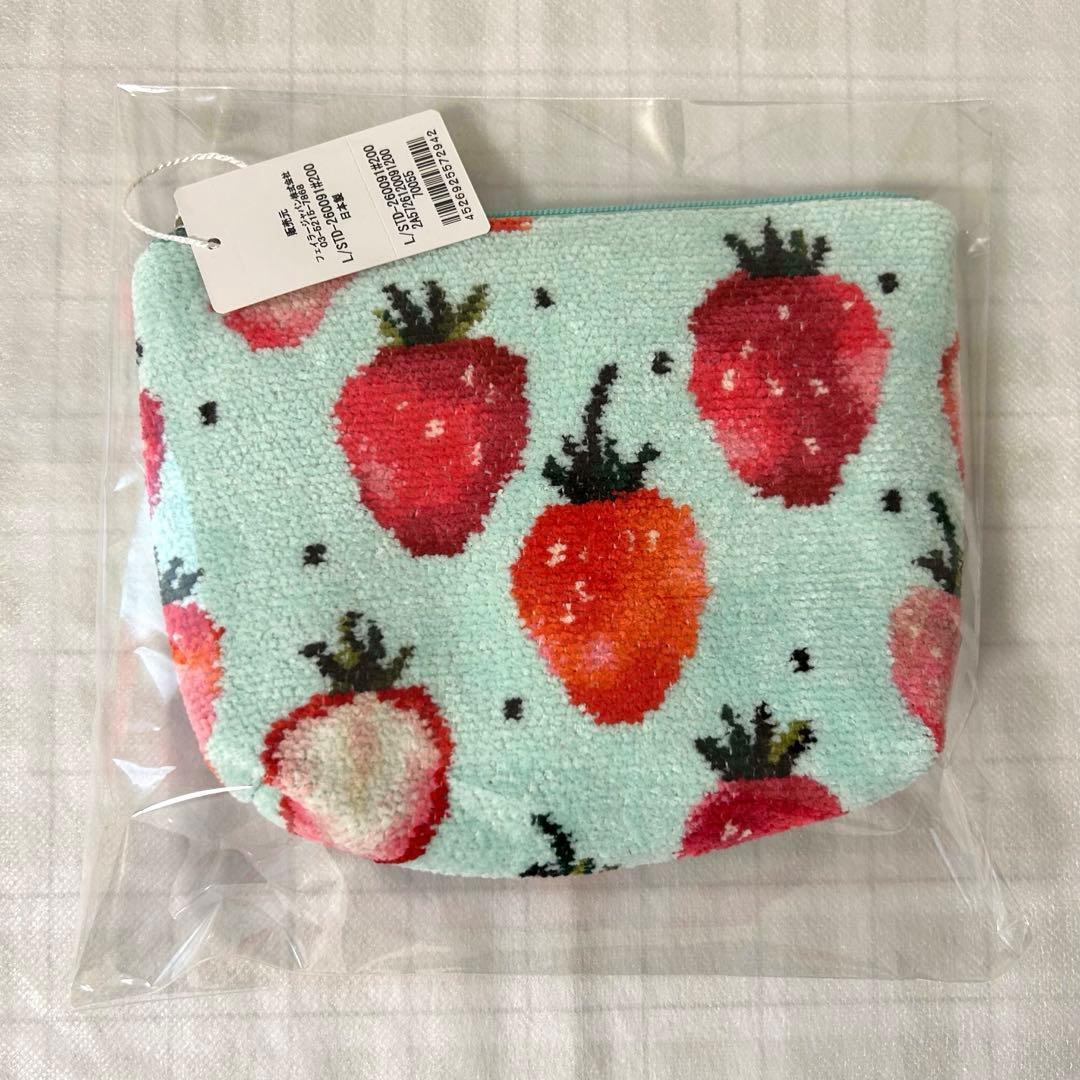 ラブラリー♡ストロベリードットハンカチ＆ストロベリードット舟型ポーチMフェイラー