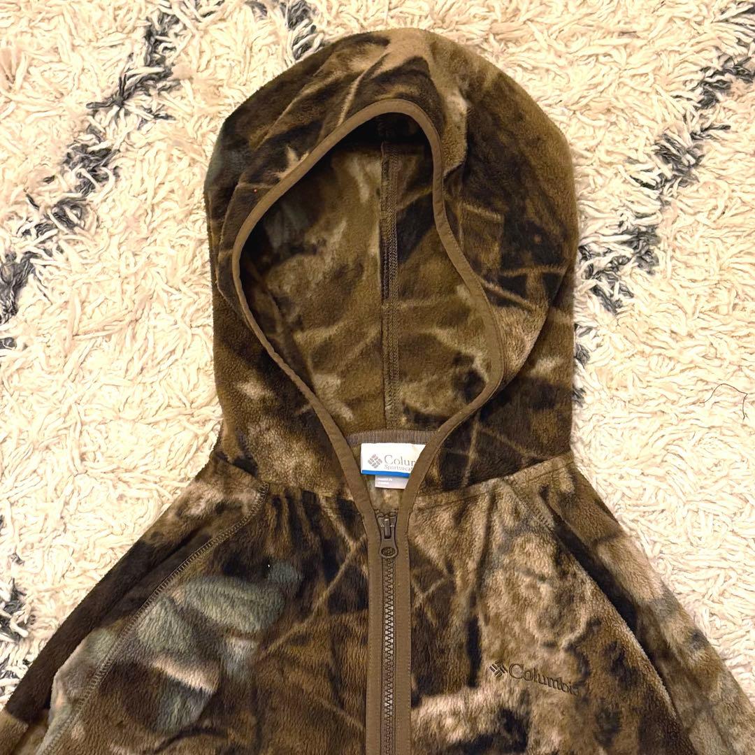 【y2k】Columbia フリース ダブルジップパーカー カモ柄　リアルツリー