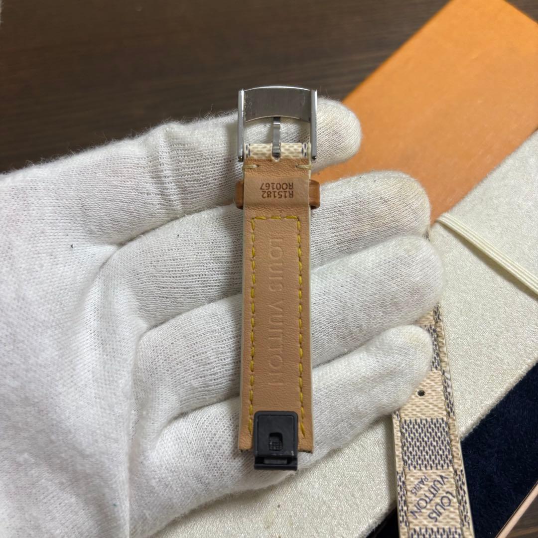 ［美品］ルイヴィトン　タンブール　ワンタッチ式　ダミエ　アズール　レザーベルト
