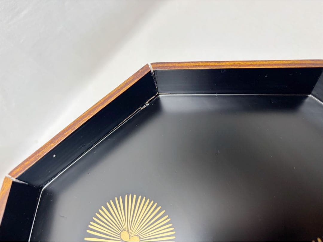 茶道具 上杉満樹作 木製 松摺漆八角喰篭 見返し唐松蒔絵 共箱