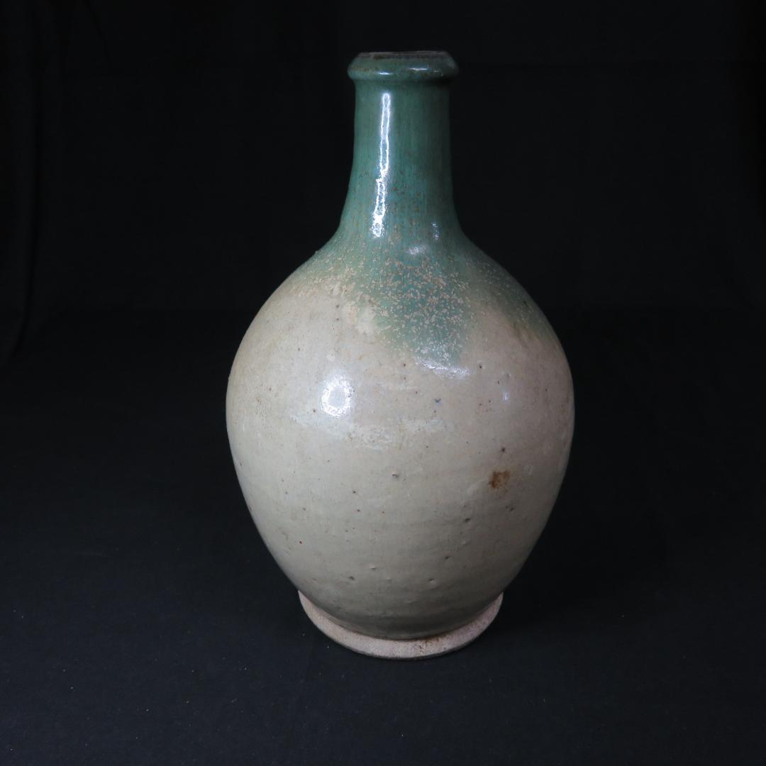 大徳利 笠間 民藝 民芸 酒器 益子 白 緑 古い