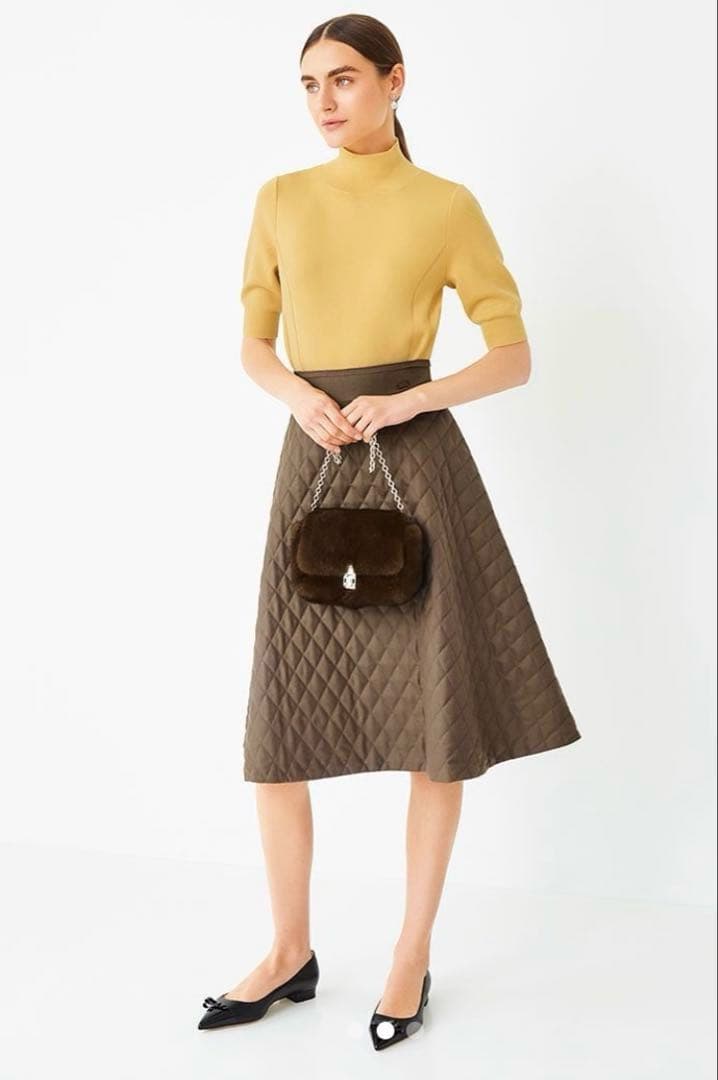 フォクシー キルティングスカート 43043 クロス リリー ブラック