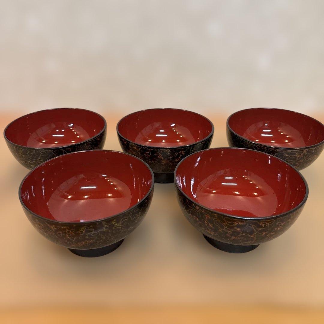 （5個セット）津軽塗 御椀 汁椀 骨董アンティーク未使用品