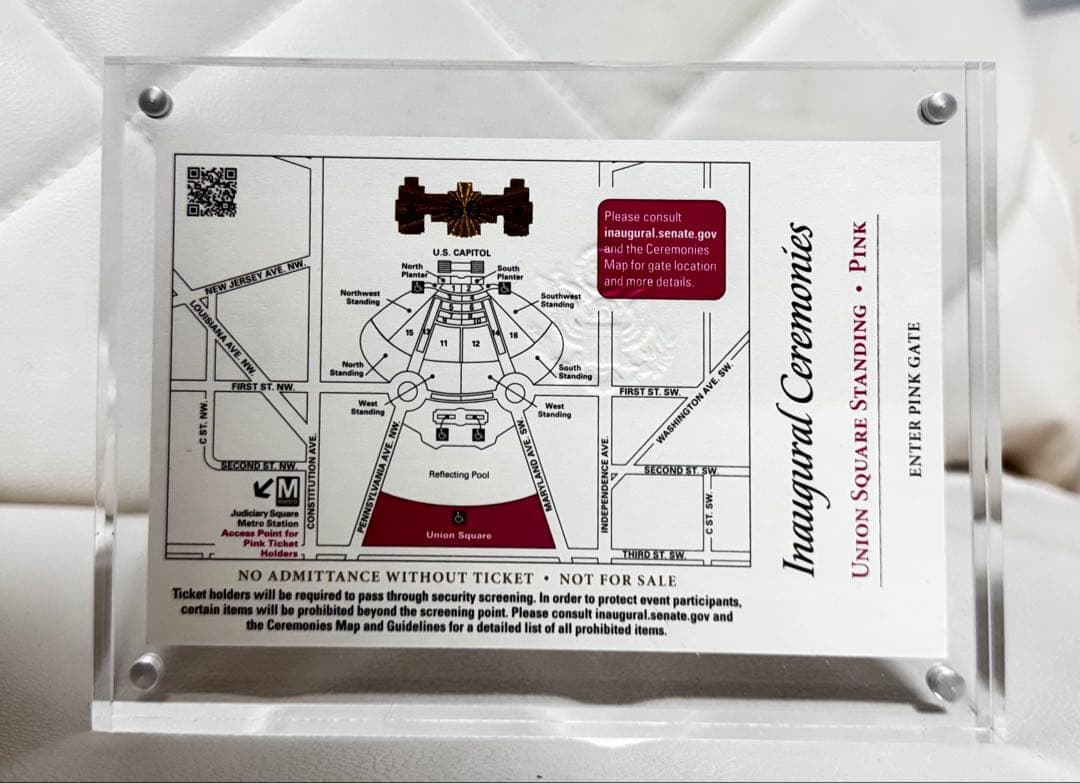 超希少2025年トランプ大統領就任式招待券(ピンク)