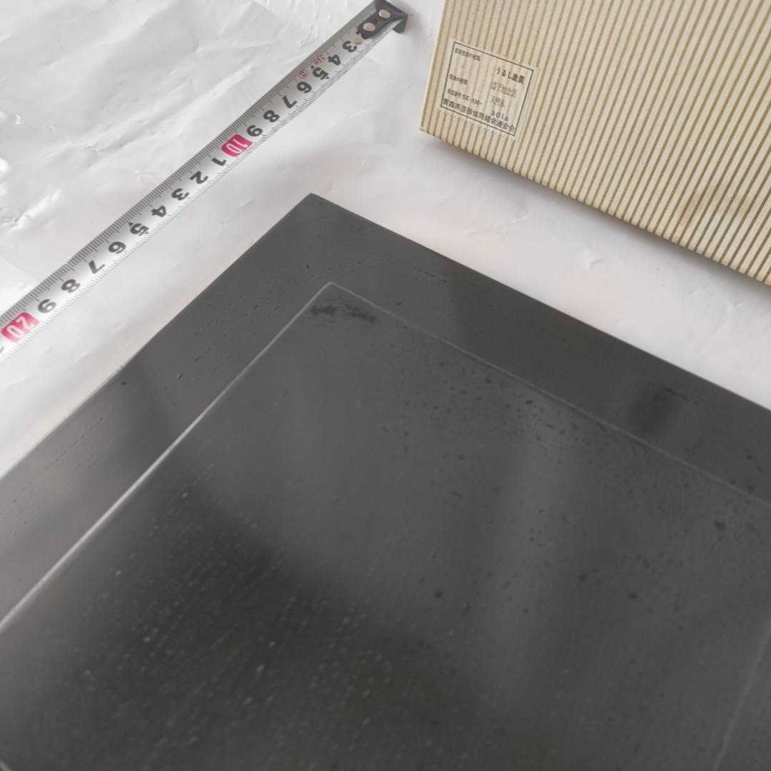 希少 未使用 工芸 木地 津軽 錦塗 角盆 花台 プレート