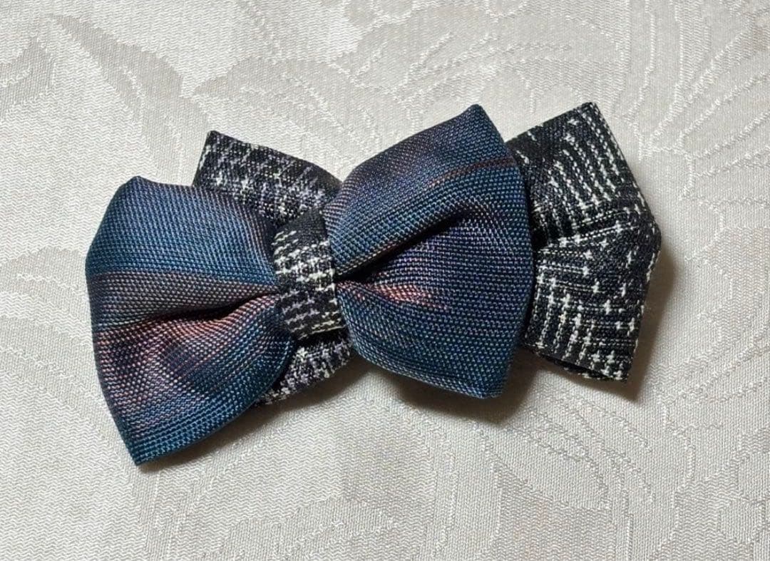 着物リメイク　大島紬　パッチワーク　ハンドメイド犬服　シルク　ロンパース