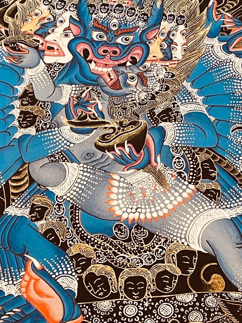 肉筆画 一点物 ヤマーンタカ 歓喜天 大威徳明王 曼荼羅 タンカ