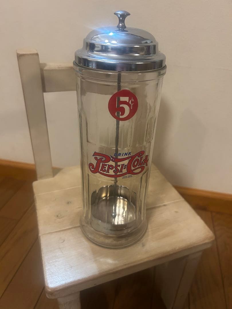 Pepsi-Cola ガラスシェイカー 5セント　ストローディスペンサー