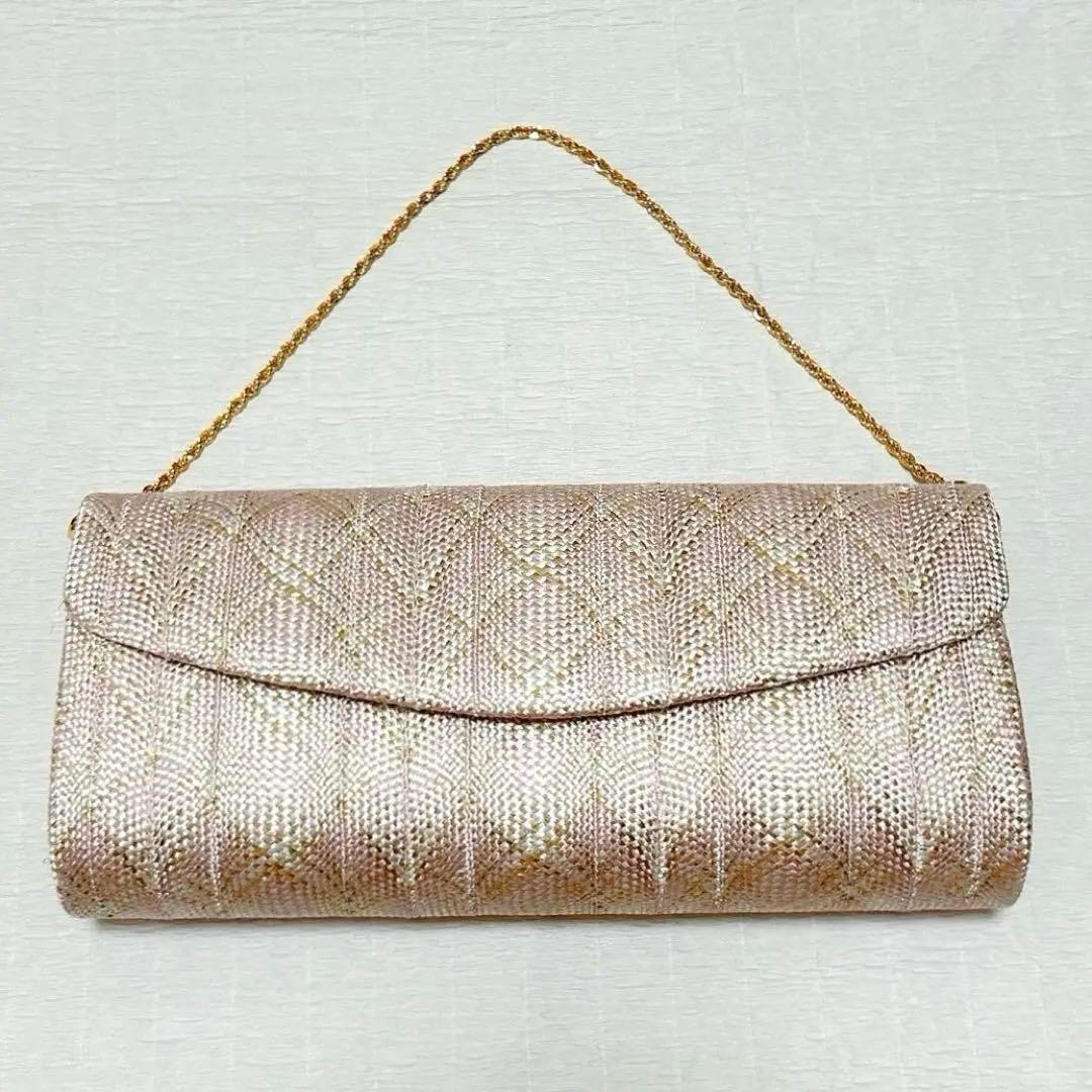 白梅謹製　和装バッグ　クラッチバッグ　フォーマル　組紐　絹　金糸　ピンク　未使用