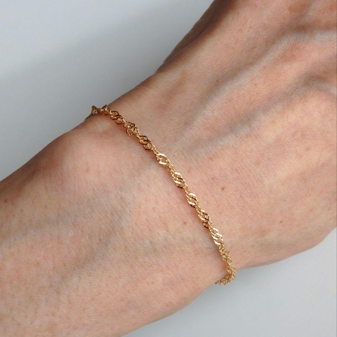 ponyo　k18ブレスレットアンクレット　スクリューチェーン　2.4㎜幅