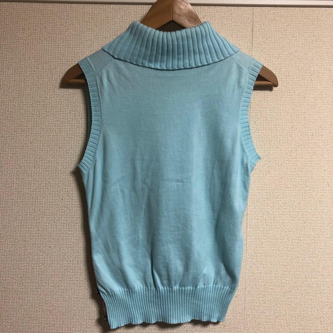 美品　BURBERRY London刺繍　水色 ノバ ノースリーブサイズ2