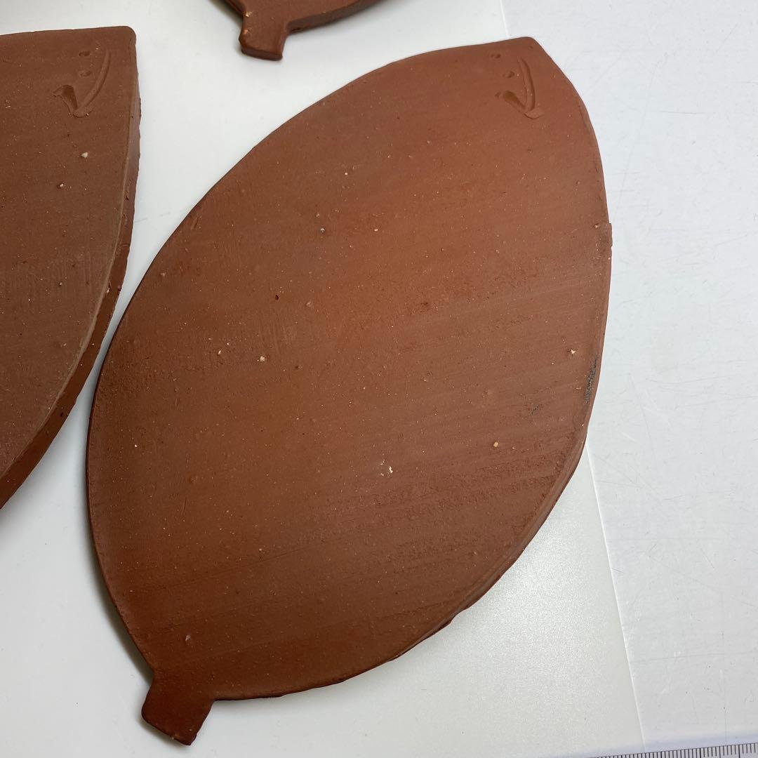 吉本正　備前葉皿6客　幅約23.2㎝　共箱　東さ7-0915①