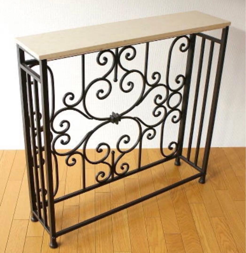輸入家具アイアンコンソール　サイドテーブル　大理石